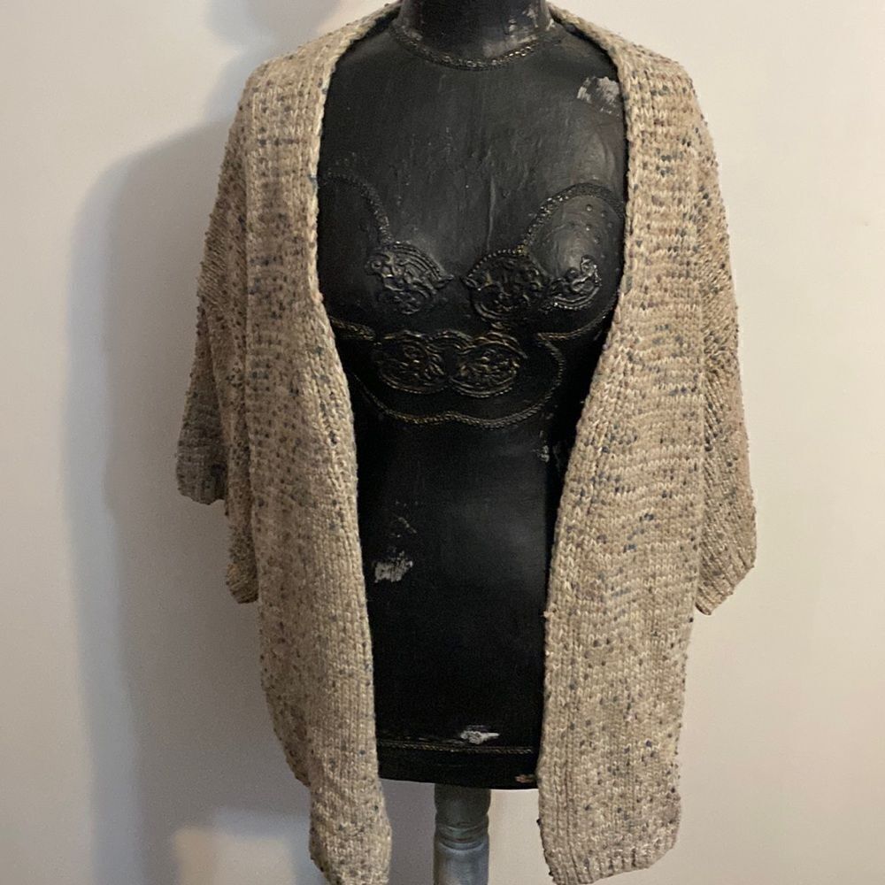 Little Lies Tan/Green Knit open Cardigan,size M/L